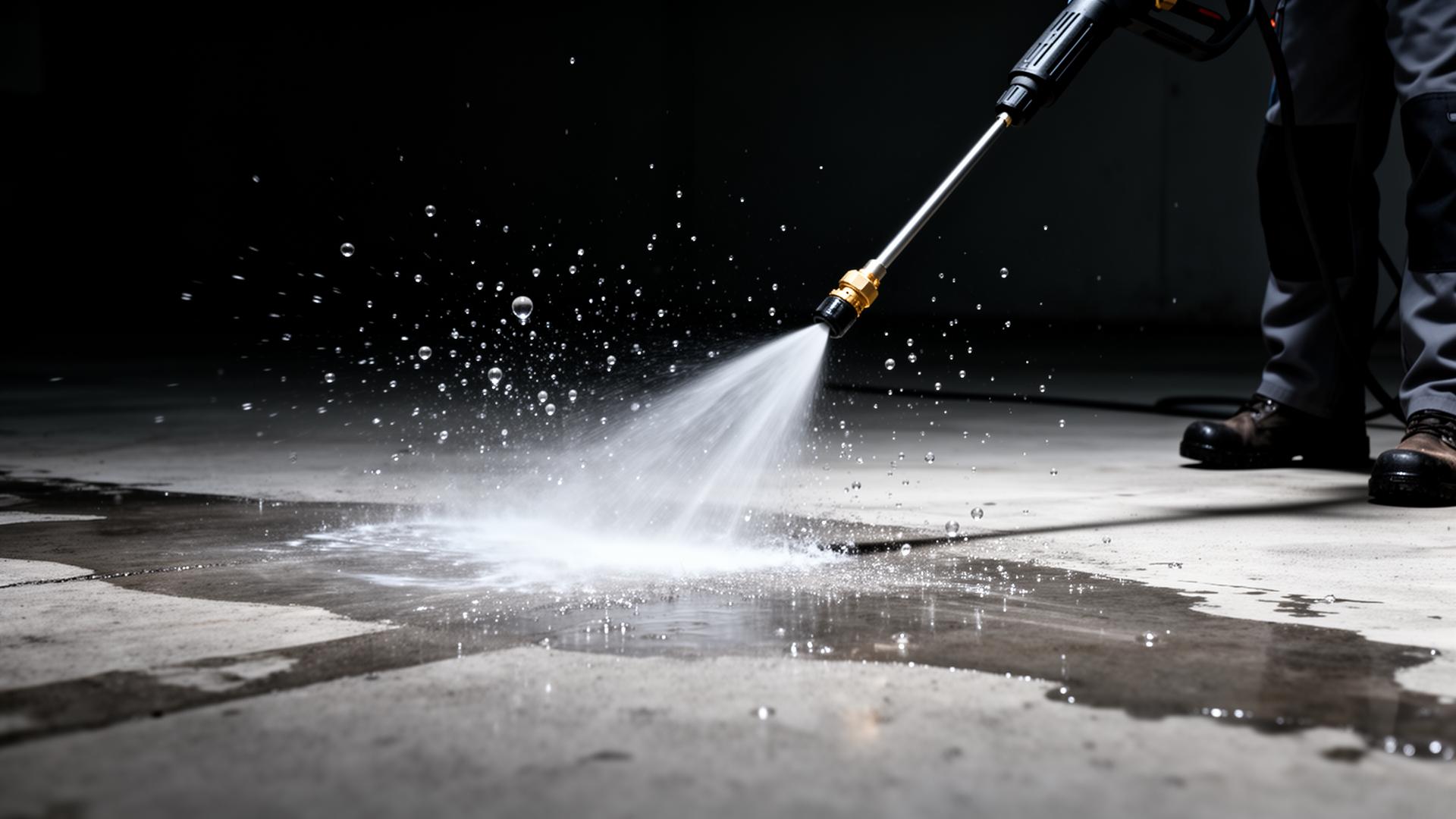 Pressure washing a concrete driveway in Montreal — before and after deep clean